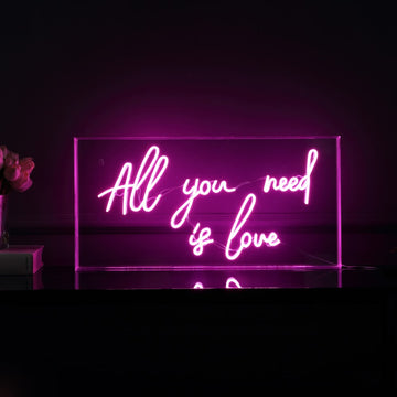 All You Need Is Love 23.63" X 11.75" Contemporary Glam Acrylic Box USB Operated LED Neon Light - JONATHAN Y